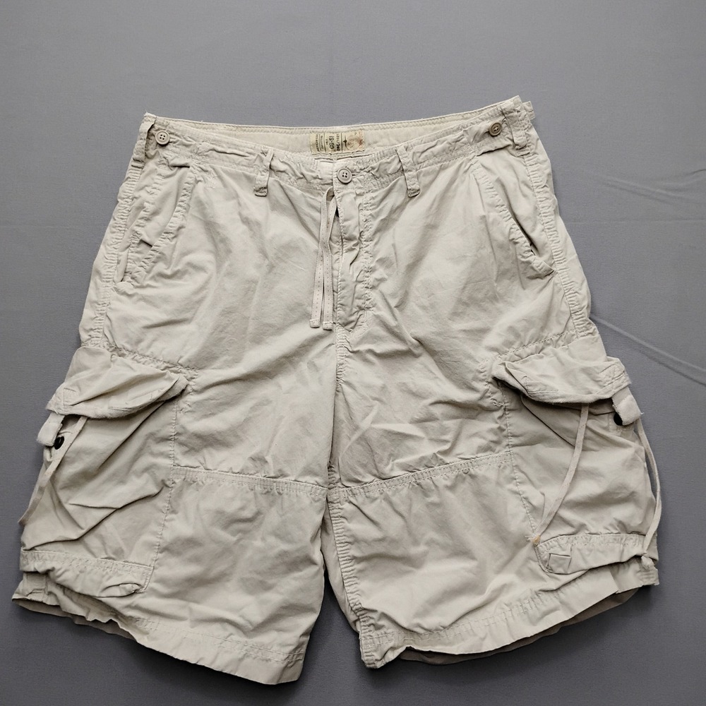 American Eagle Outfitters Khaki Cargo Shorts Tan Cotton Size 32 Paratrooper